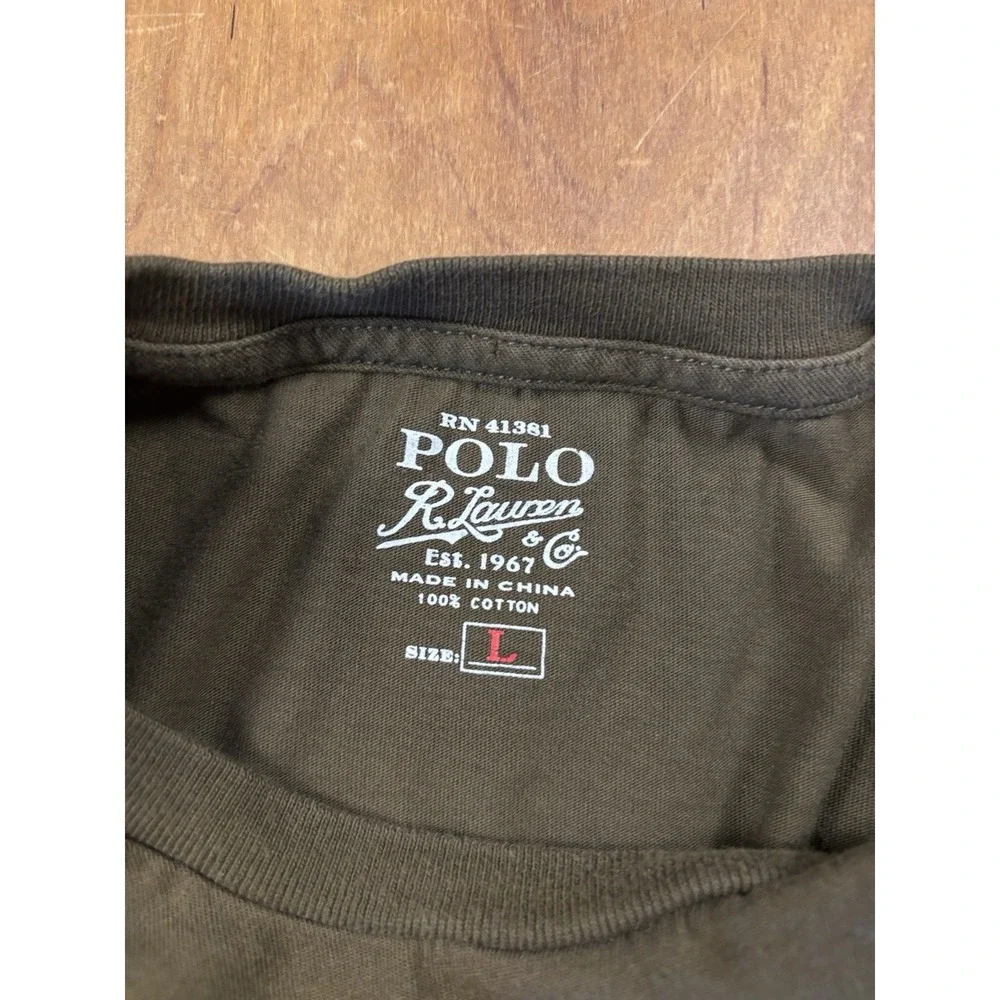 Polo‎ Ralph Lauren Men's L Pocket T Shirt Army Green Purple Pony